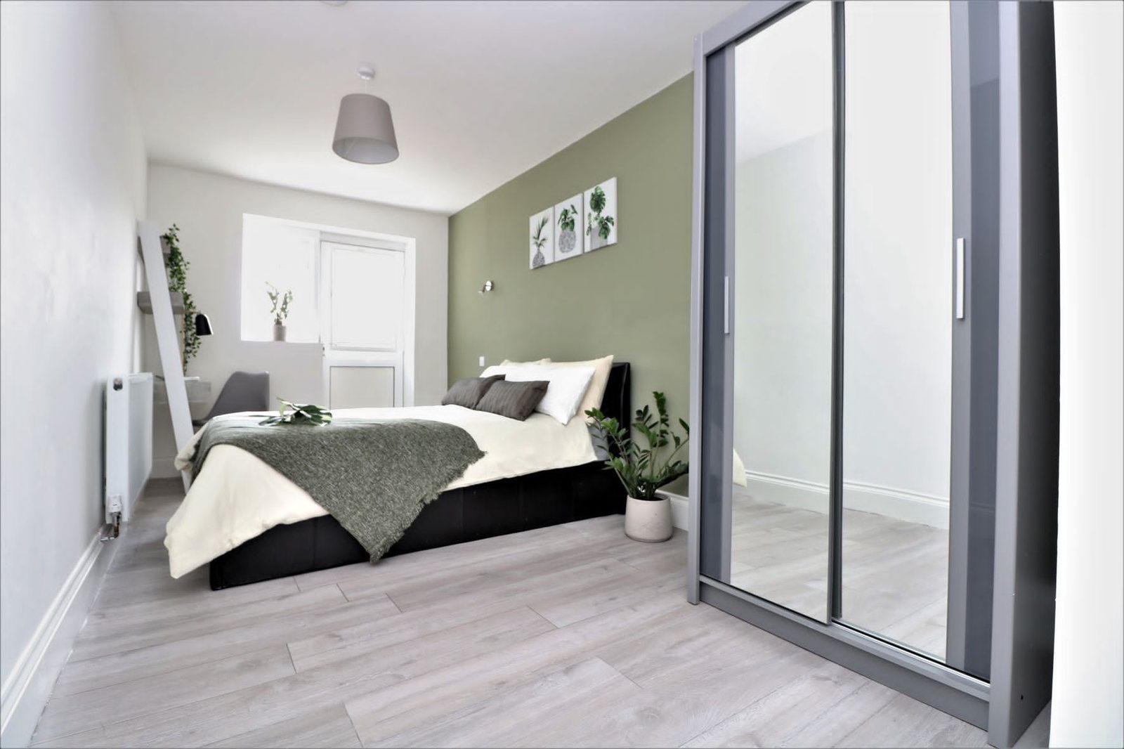 Calm bedroom with storage